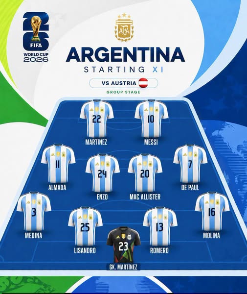 التشكيل الرسمي لمباراة الأرجنتين ضد النمسا في كأس العالم 2026 اليوم والقنوات الناقلة وموعد اللقاء المرتقب